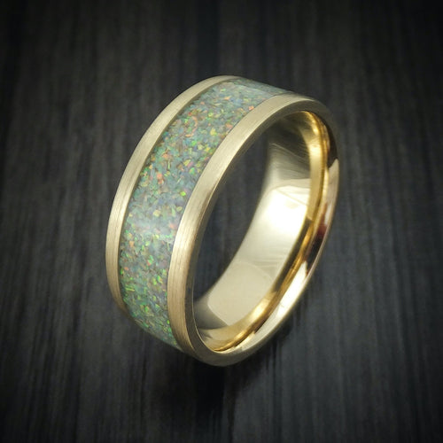 North XVII - Yellow Gold and Opal Men's Wedding Ring - view 4 - Nura Lab