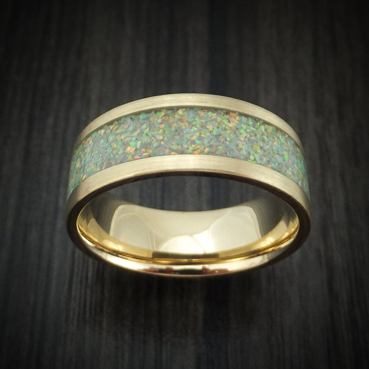 North XVII - Yellow Gold and Opal Men's Wedding Ring - view 2 - Nura Lab