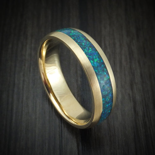 Ridge XVII - Yellow Gold and Opal Men's Wedding Ring - Nura Lab