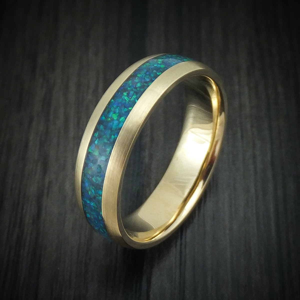 Ridge XVII - Yellow Gold and Opal Men's Wedding Ring - view 4 - Nura Lab