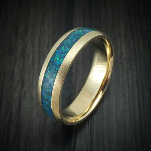 Ridge XVII - Yellow Gold and Opal Men's Wedding Ring - view 4 - Nura Lab