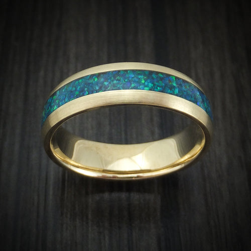 Ridge XVII - Yellow Gold and Opal Men's Wedding Ring - view 2 - Nura Lab