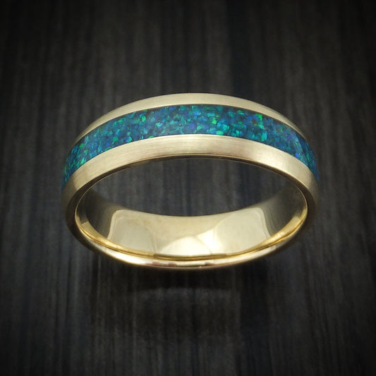 Ridge XVII - Yellow Gold and Opal Men's Wedding Ring - view 2 - Nura Lab