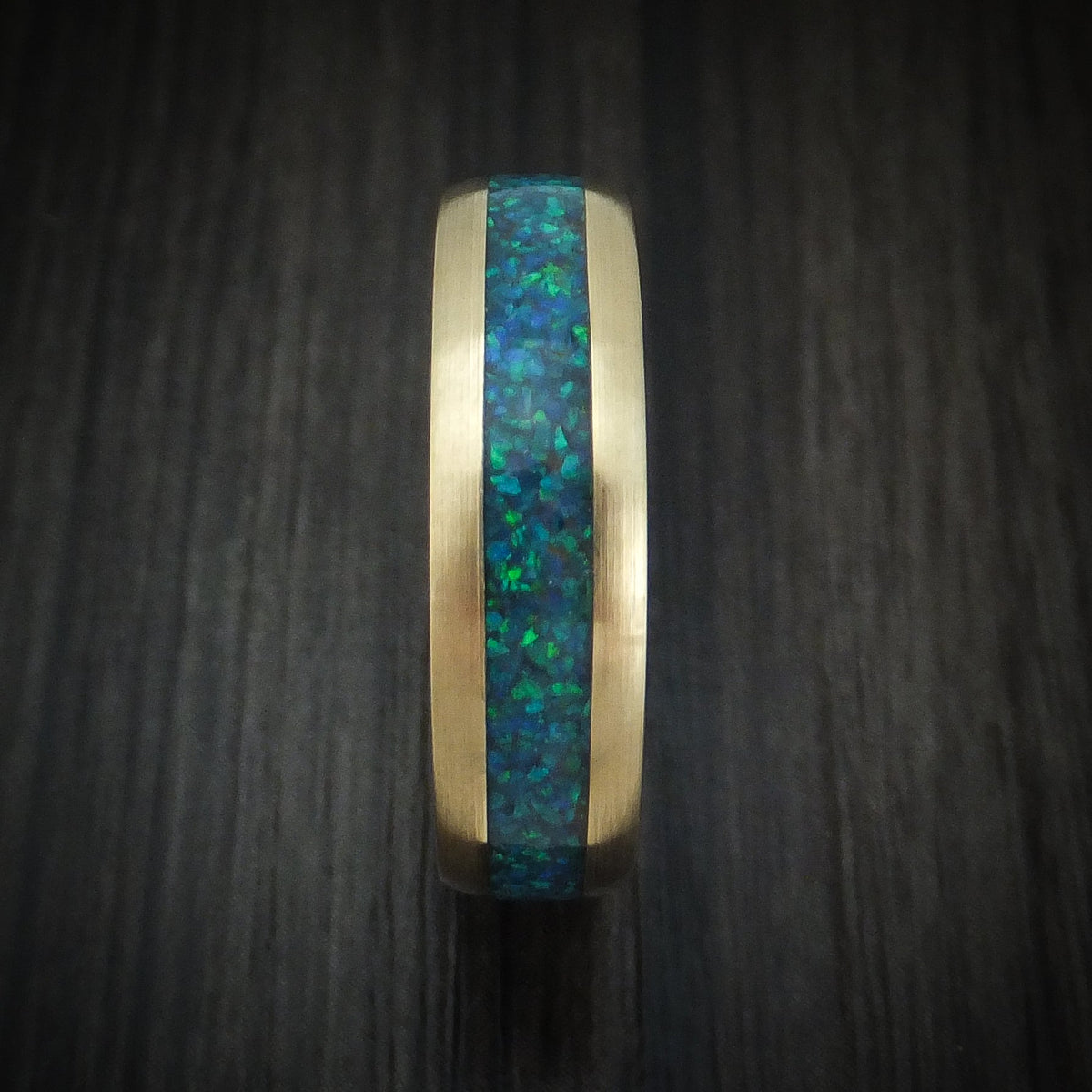 Ridge XVII - Yellow Gold and Opal Men's Wedding Ring - view 3 - Nura Lab
