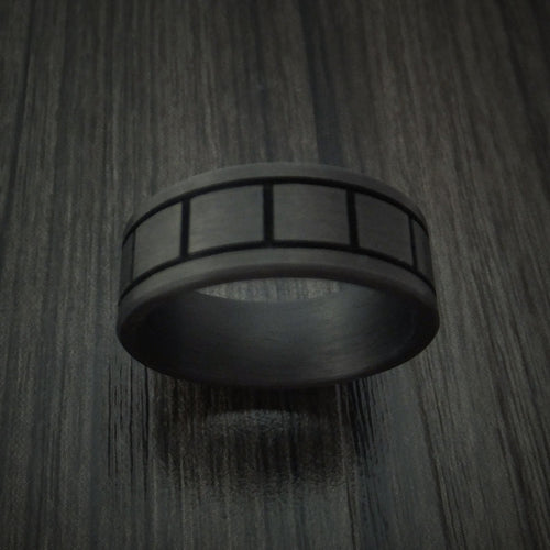 Monarch XV - Solid Carbon Fiber Men's Wedding Ring Pattern Band - view 2 - Nura Lab