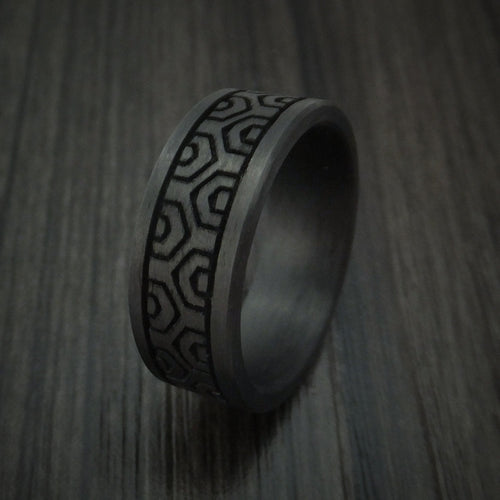 Dominion XV - Solid Carbon Fiber Men's Wedding Ring Pattern Band - view 4 - Nura Lab