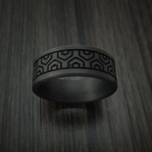 Dominion XV - Solid Carbon Fiber Men's Wedding Ring Pattern Band - view 2 - Nura Lab