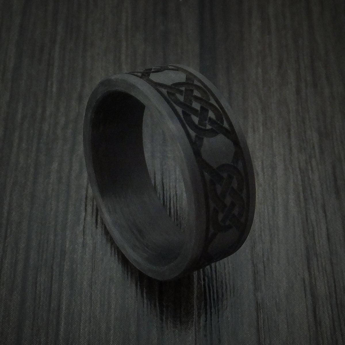 King Henry XIV - Solid Carbon Fiber Men's Wedding Ring Celtic Pattern Band - Nura Lab