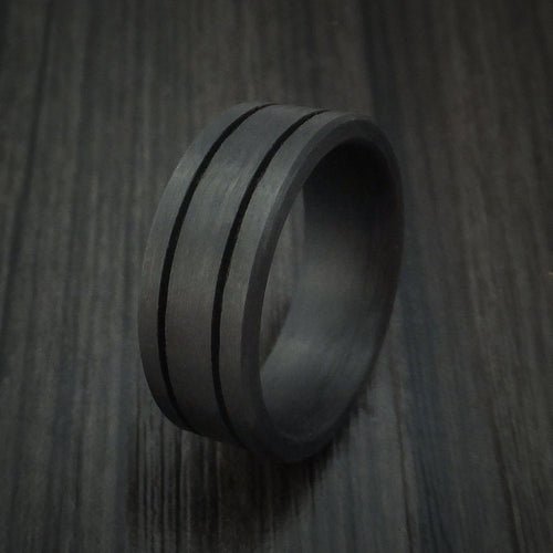Knight XIV - Solid Carbon Fiber Men's Wedding Ring Pattern Band - view 4 - Nura Lab