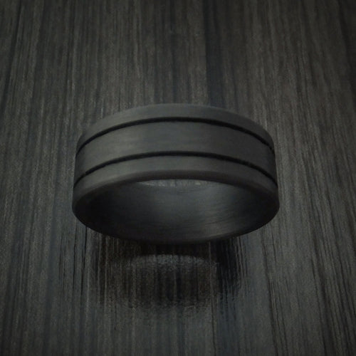 Knight XIV - Solid Carbon Fiber Men's Wedding Ring Pattern Band - view 2 - Nura Lab