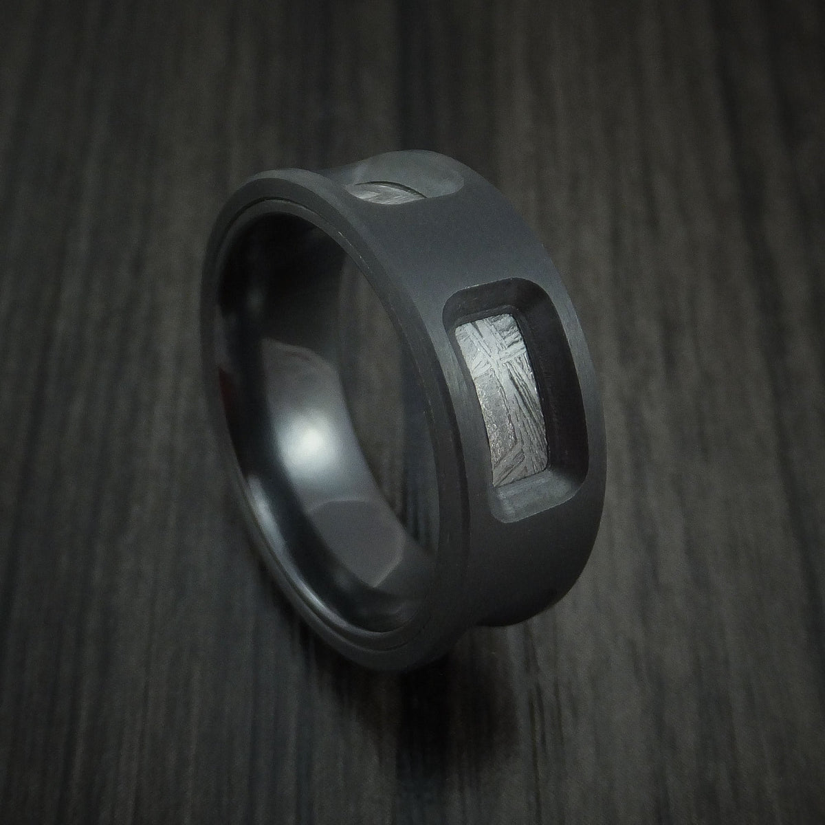 Rimu XVII - Black Zirconium and Gibeon Meteorite Men's Wedding Ring - Nura Lab