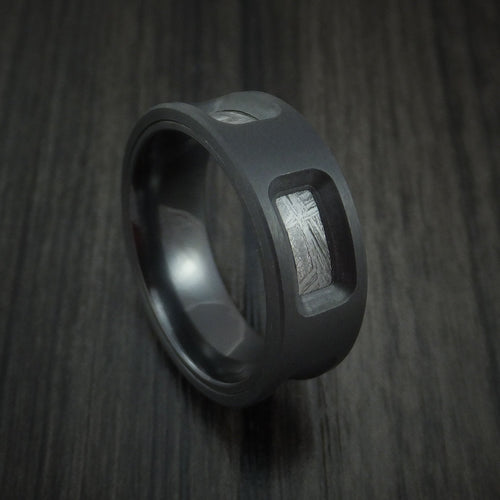 Rimu XVII - Black Zirconium and Gibeon Meteorite Men's Wedding Ring - Nura Lab