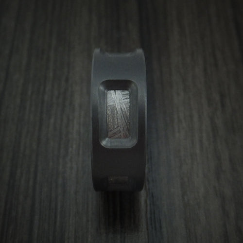 Rimu XVII - Black Zirconium and Gibeon Meteorite Men's Wedding Ring - view 3 - Nura Lab