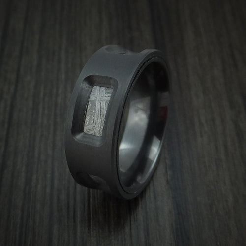 Rimu XVII - Black Zirconium and Gibeon Meteorite Men's Wedding Ring - view 4 - Nura Lab