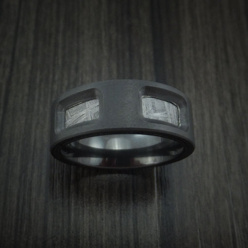 Rimu XVII - Black Zirconium and Gibeon Meteorite Men's Wedding Ring - view 2 - Nura Lab