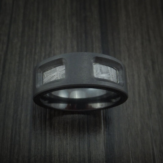 Rimu XVII - Black Zirconium and Gibeon Meteorite Men's Wedding Ring - view 2 - Nura Lab