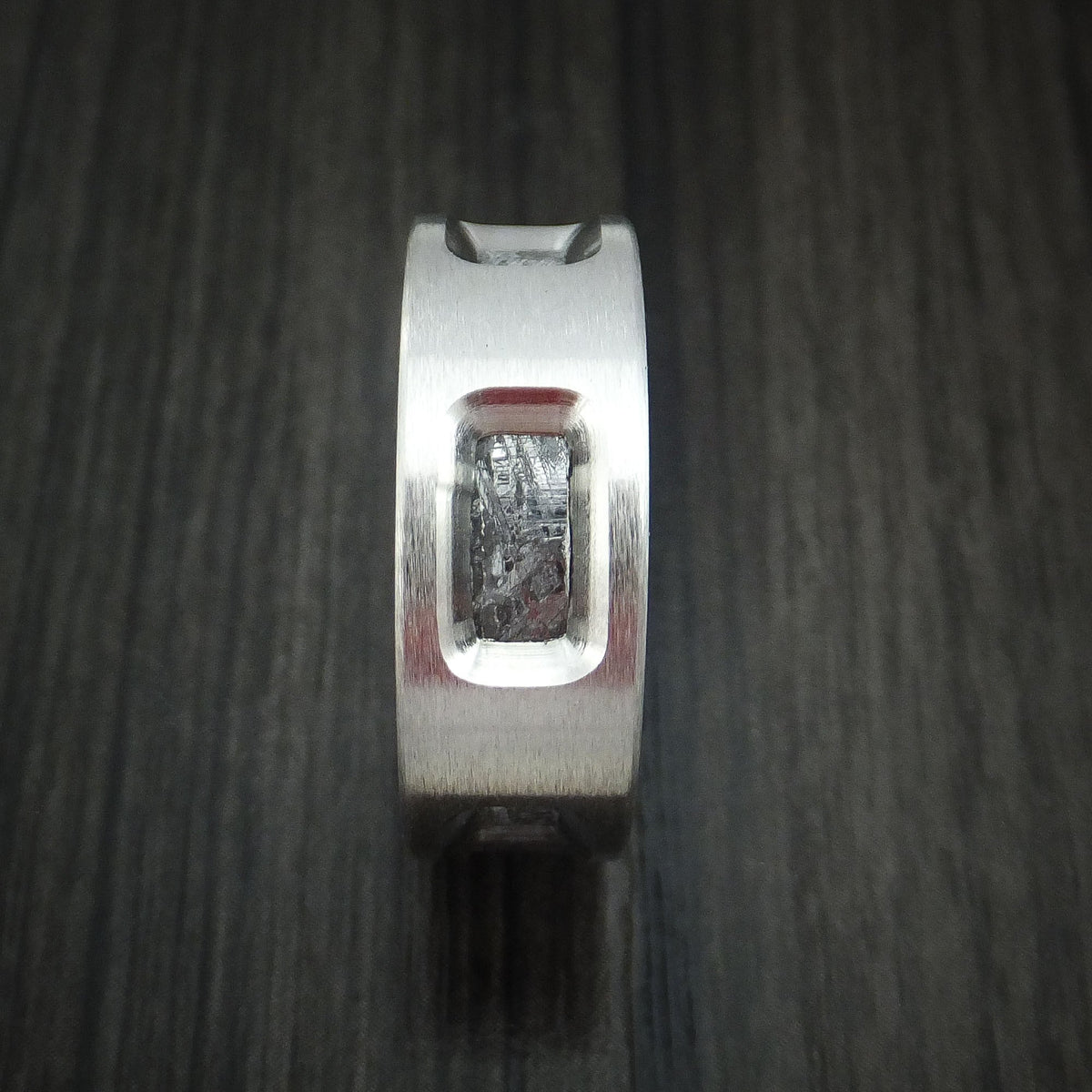 Kauri XVII - Cobalt Chrome and Gibeon Meteorite Men's Wedding Ring - view 3 - Nura Lab