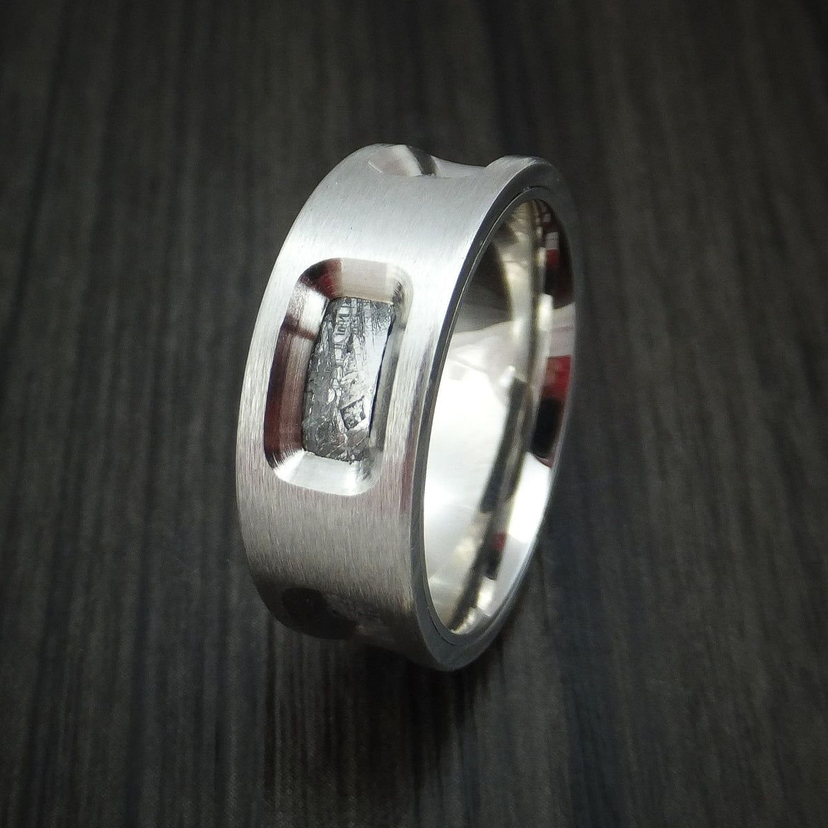 Kauri XVII - Cobalt Chrome and Gibeon Meteorite Men's Wedding Ring - view 4 - Nura Lab