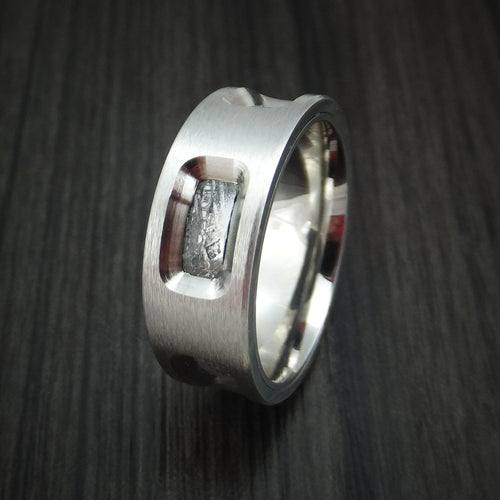 Kauri XVII - Cobalt Chrome and Gibeon Meteorite Men's Wedding Ring - view 4 - Nura Lab