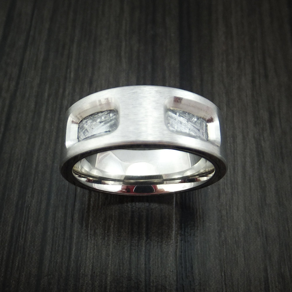 Kauri XVII - Cobalt Chrome and Gibeon Meteorite Men's Wedding Ring - view 2 - Nura Lab