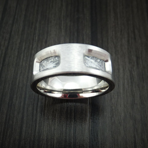 Kauri XVII - Cobalt Chrome and Gibeon Meteorite Men's Wedding Ring - view 2 - Nura Lab