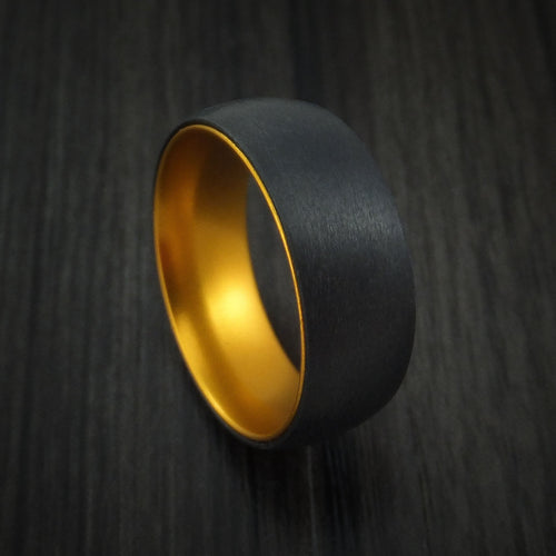 Admiral XVII - Black Zirconium with Gold Anodized Sleeve Men's Wedding Ring Choose Your Color - Nura Lab