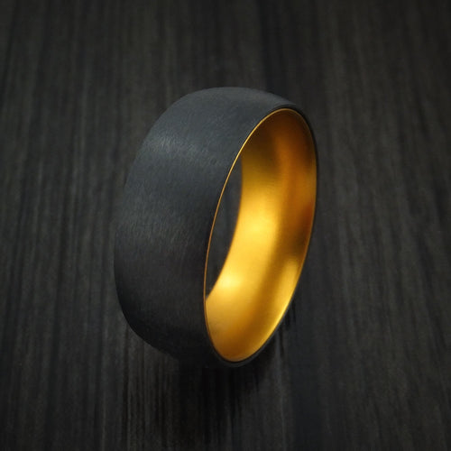 Admiral XVII - Black Zirconium with Gold Anodized Sleeve Men's Wedding Ring Choose Your Color - view 3 - Nura Lab