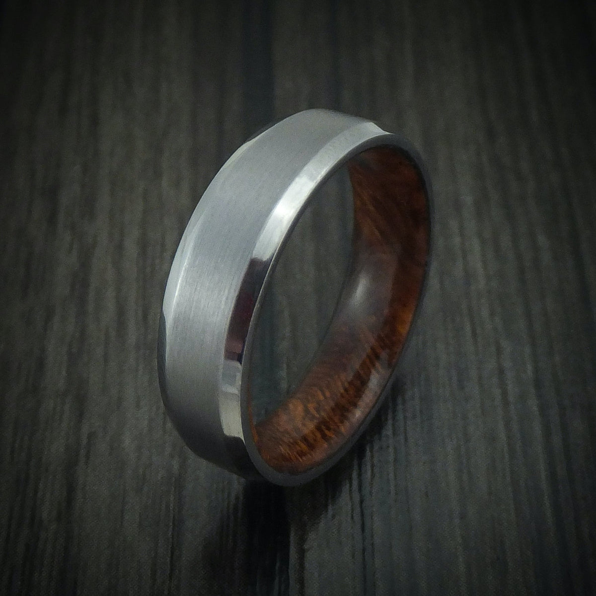 Hector XII - Tantalum Men's Wedding Ring with Wood Sleeve Band - view 4 - Nura Lab
