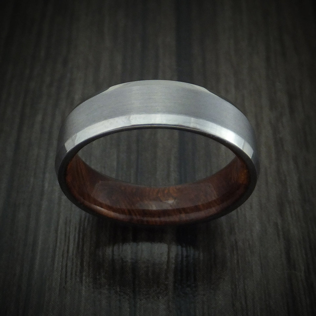 Hector XII - Tantalum Men's Wedding Ring with Wood Sleeve Band - view 2 - Nura Lab