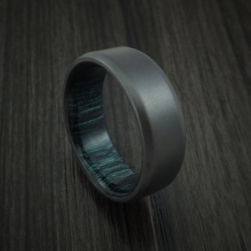 Baron XII - Black Zirconium and Indigo Wood Hard Wood Sleeve Men's Wedding Ring - Nura Lab