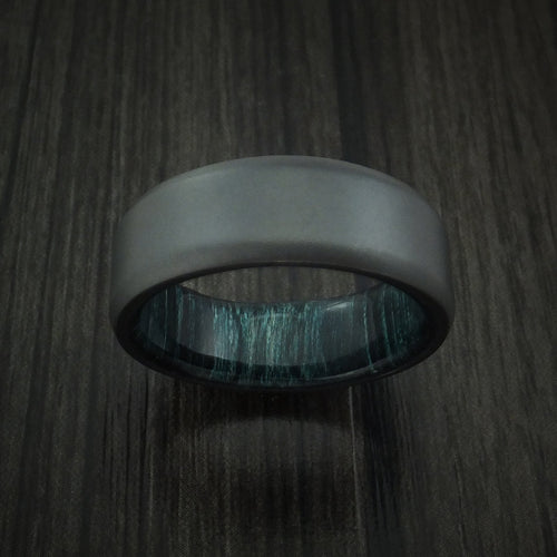 Baron XII - Black Zirconium and Indigo Wood Hard Wood Sleeve Men's Wedding Ring - view 2 - Nura Lab