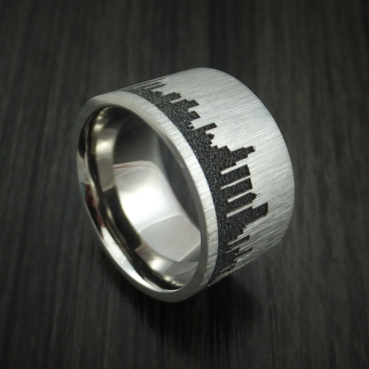 Kingsguard III - Titanium Men's Wedding Ring with Chicago Skyline Cityscape Band - Nura Lab