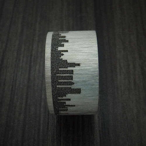 Kingsguard III - Titanium Men's Wedding Ring with Chicago Skyline Cityscape Band - view 3 - Nura Lab