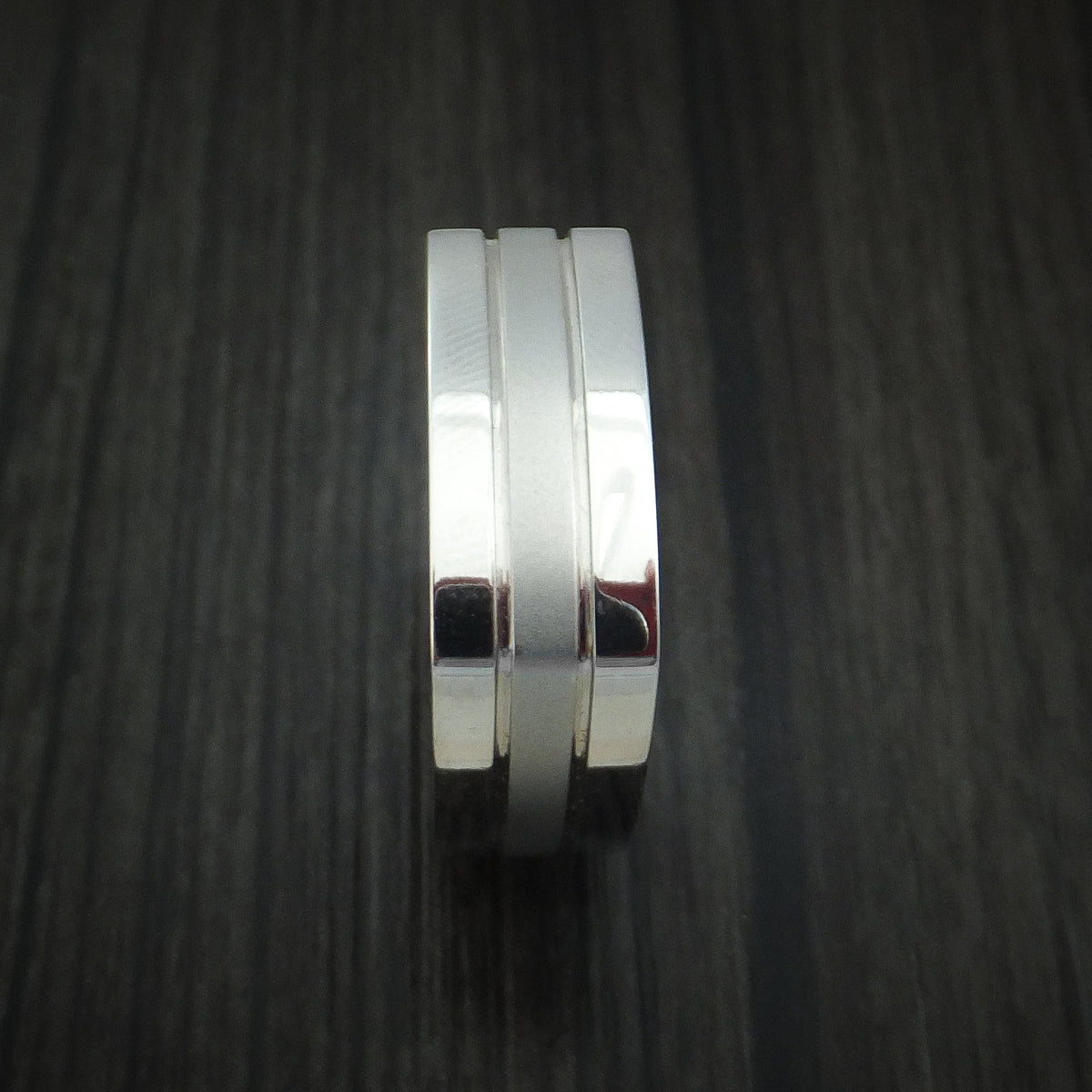 North XIII - Cobalt Chrome Square Men's Wedding Ring with Koa Wood Sleeve Band - view 3 - Nura Lab
