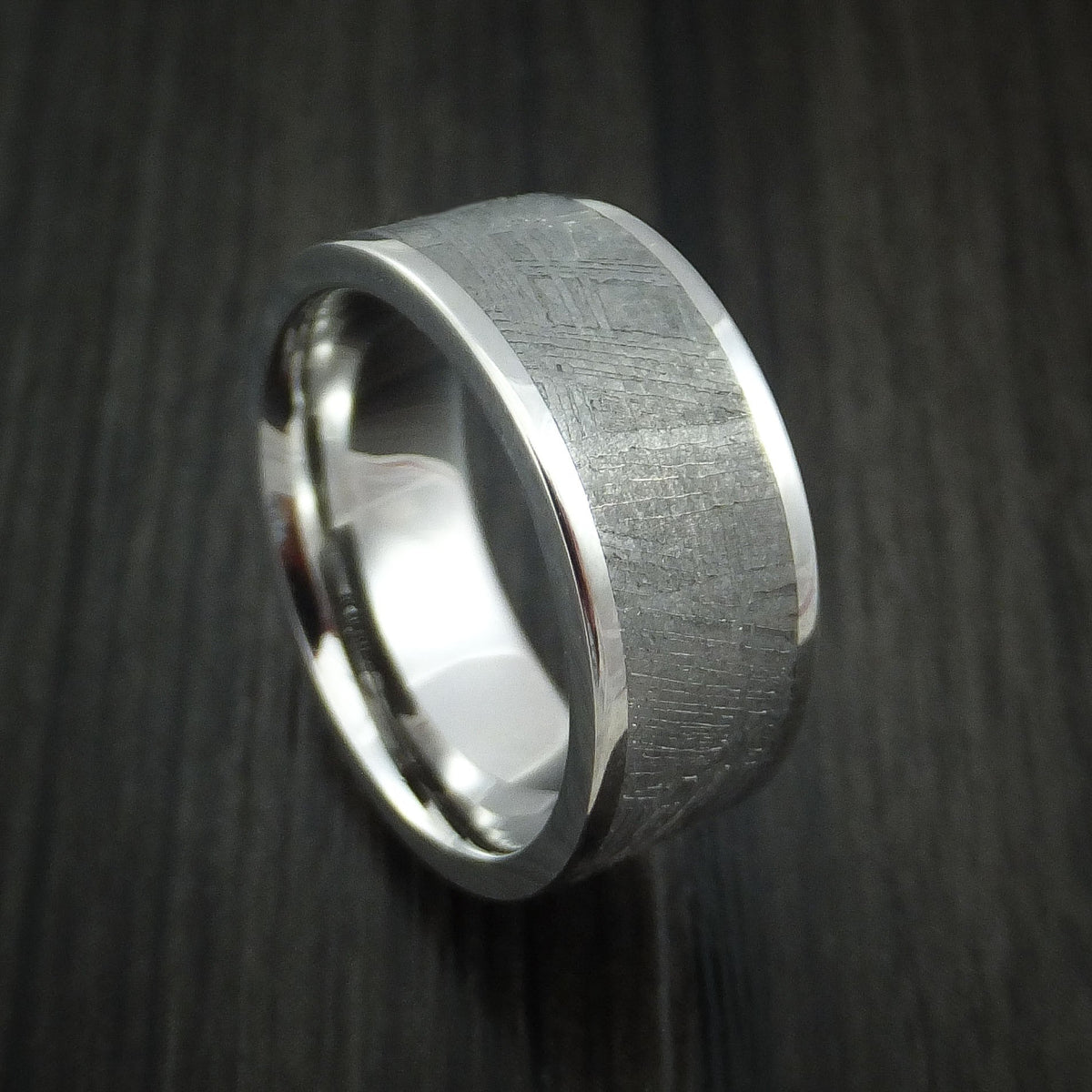 Oak XVII - Cobalt Chrome and Gibeon Meteorite Men's Wedding Ring - Nura Lab