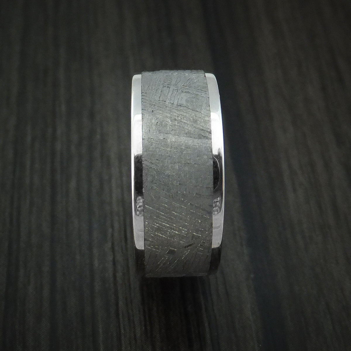 Oak XVII - Cobalt Chrome and Gibeon Meteorite Men's Wedding Ring - view 3 - Nura Lab