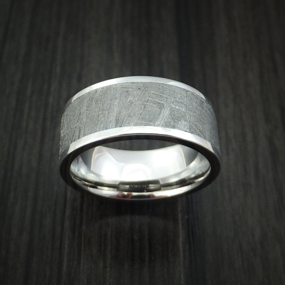 Oak XVII - Cobalt Chrome and Gibeon Meteorite Men's Wedding Ring - view 2 - Nura Lab