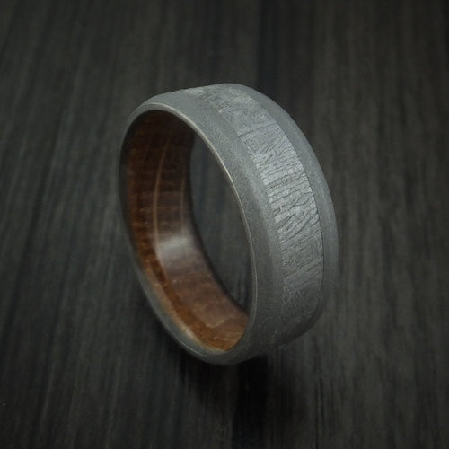 Kingsguard VII - Titanium and Gibeon Meteorite Men's Wedding Ring with Hardwood Sleeve Men's Band - Nura Lab