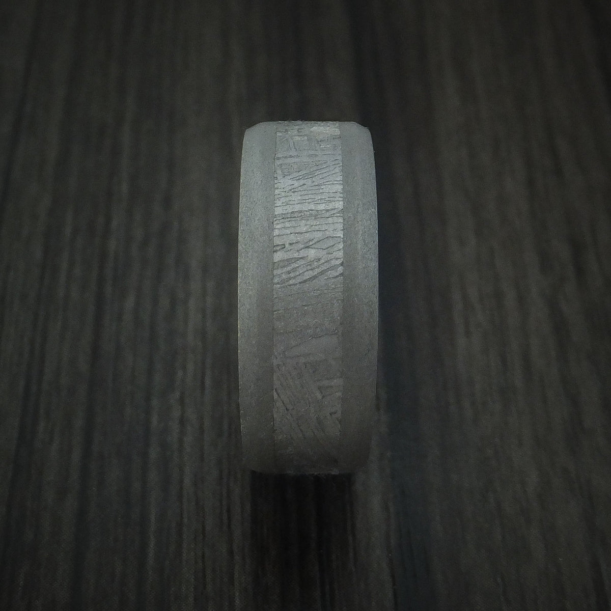 Kingsguard VII - Titanium and Gibeon Meteorite Men's Wedding Ring with Hardwood Sleeve Men's Band - view 3 - Nura Lab