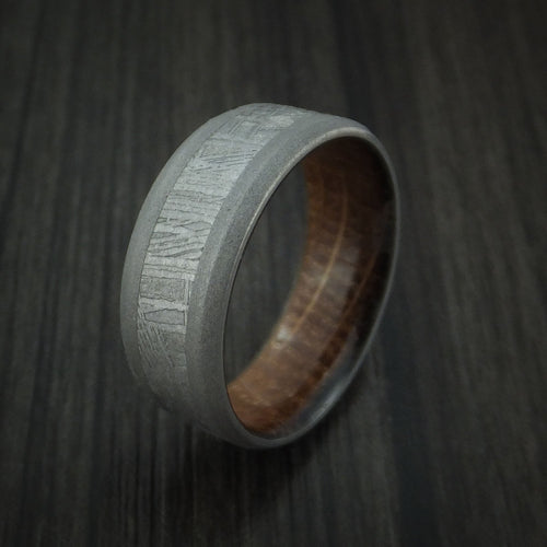 Kingsguard VII - Titanium and Gibeon Meteorite Men's Wedding Ring with Hardwood Sleeve Men's Band - view 4 - Nura Lab