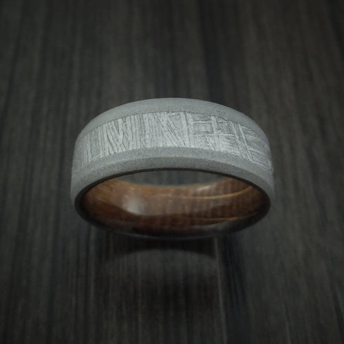 Kingsguard VII - Titanium and Gibeon Meteorite Men's Wedding Ring with Hardwood Sleeve Men's Band - view 2 - Nura Lab