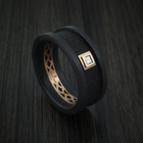 Monarch XIV - Carbon Fiber and 14K Rose Gold Band with Diamond Men's Wedding Ring - Nura Lab