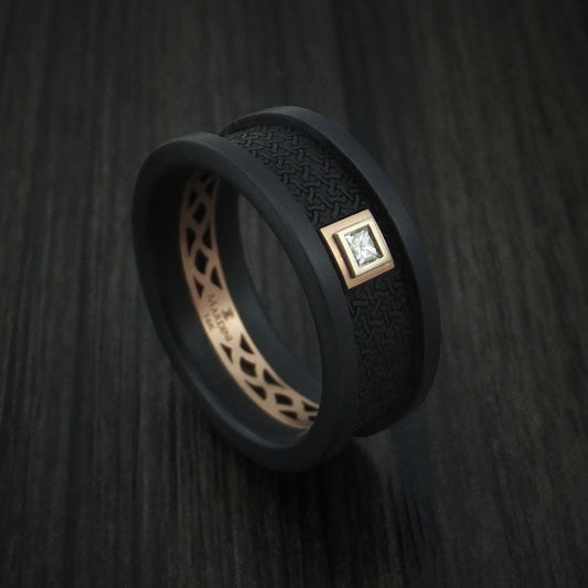 Monarch XIV - Carbon Fiber and 14K Rose Gold Band with Diamond Men's Wedding Ring - Nura Lab