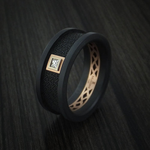 Monarch XIV - Carbon Fiber and 14K Rose Gold Band with Diamond Men's Wedding Ring - view 5 - Nura Lab