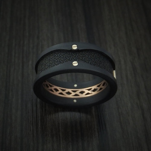 Monarch XIV - Carbon Fiber and 14K Rose Gold Band with Diamond Men's Wedding Ring - view 3 - Nura Lab