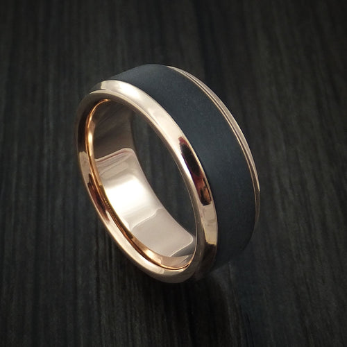 Regent XV - 14K Rose Gold with Carbon Fiber Men's Wedding Ring - Nura Lab