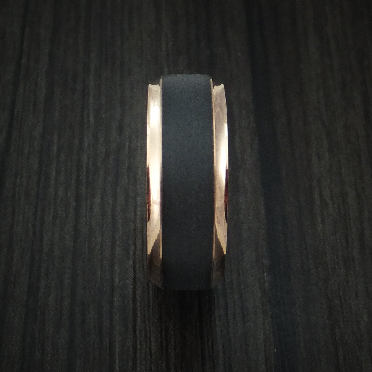 Regent XV - 14K Rose Gold with Carbon Fiber Men's Wedding Ring - view 3 - Nura Lab