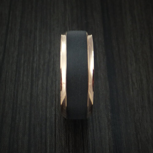 Regent XV - 14K Rose Gold with Carbon Fiber Men's Wedding Ring - view 3 - Nura Lab