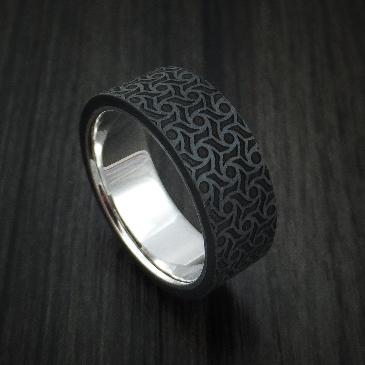 Outrider XV - 14K White Gold with Carbon Fiber Men's Wedding Ring - Nura Lab