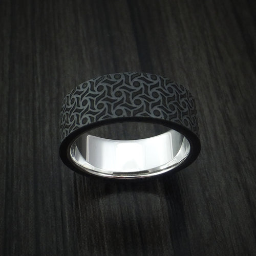Outrider XV - 14K White Gold with Carbon Fiber Men's Wedding Ring - view 2 - Nura Lab